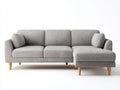 Sofás de esquina tapizados en tela 245x155x86 cm gris claro con chaise longue para salón estilo nórdico