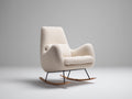 Mecedoras tapizada en tejido de borreguito 82x76x96 cm - crema y madera natural - estilo moderno para salón