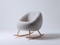 Mecedoras tapizadas en tejido rizado 76x74x78 cm - gris claro y madera natural - estilo nórdico para salón y dormitorio