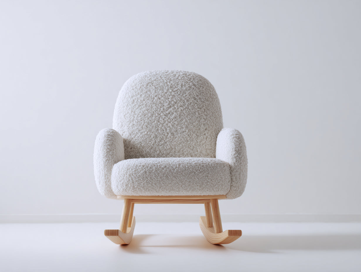Mecedoras de tela bouclé 78x85x88 cm - beige - estilo moderno con patines de madera