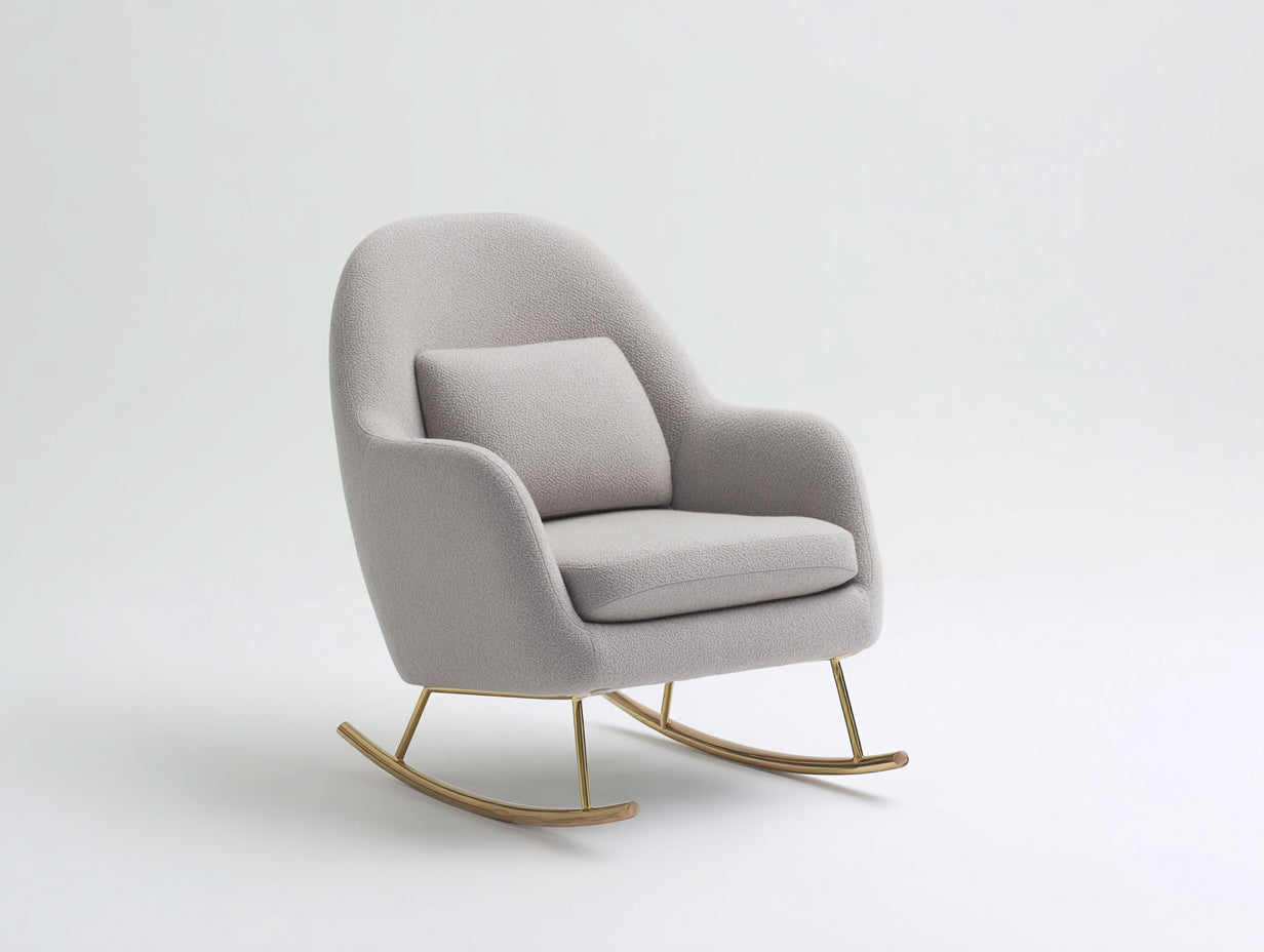 Mecedoras tapizadas en tejido rizado 78x76x90 cm - beige claro y dorado - estilo moderno para salón