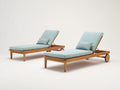 Tumbonas de madera 200x70x85 cm - natural y azul claro - juego de 2 con ruedas