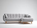 Sofás de esquina de tela 260x170x82 cm - gris claro y madera natural - estilo moderno para salón
