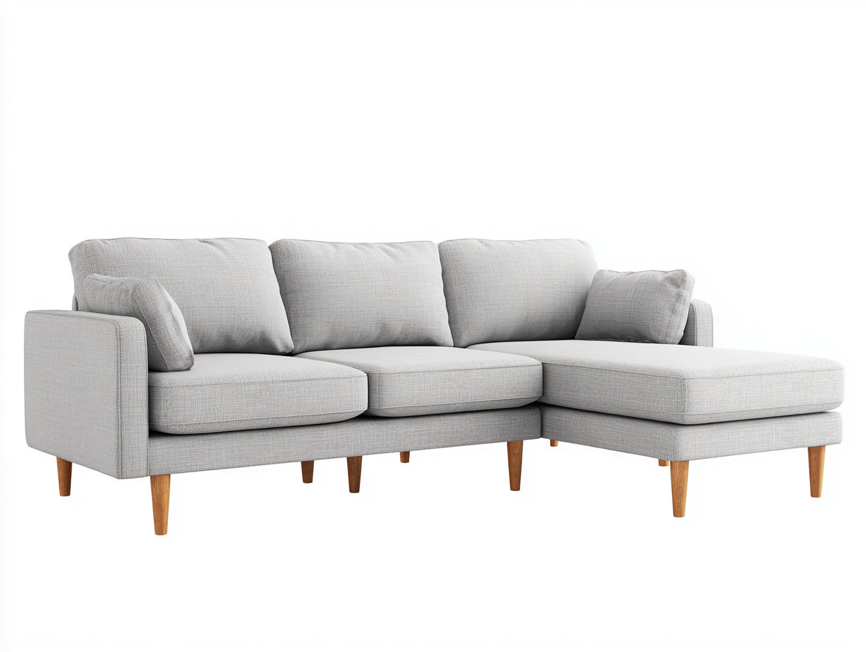 Sofás de esquina de tela 260x160x82 cm - gris claro - diseño moderno para salón