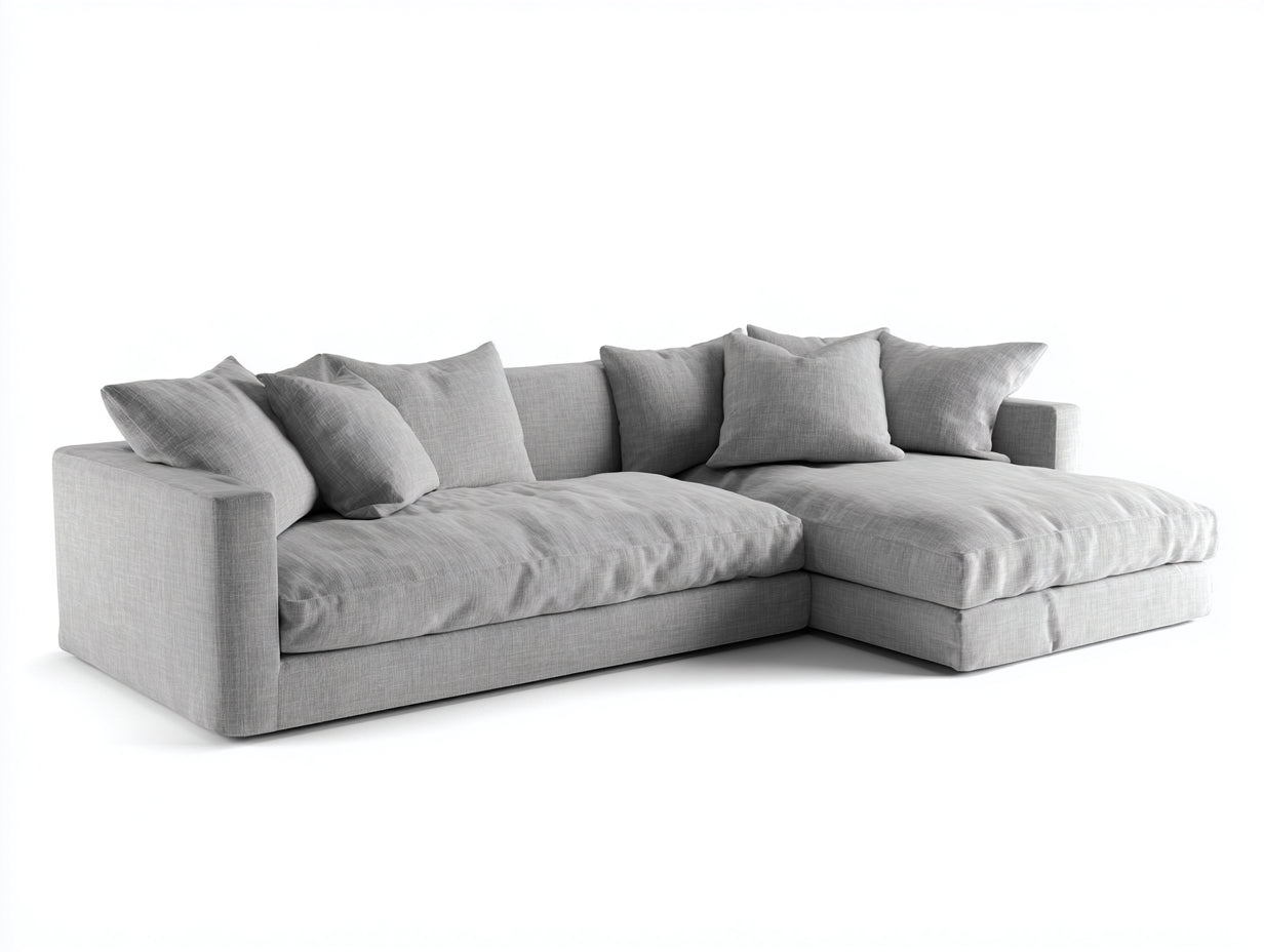 Sofás de esquina tapizado en tela 300x190x78 cm - Gris claro - Diseño modular para salón