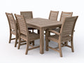 Conjuntos de comedor de jardín de madera 180x90x75 cm marrón natural con mesa rectangular y 6 sillas estilo rústico