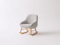 Mecedoras tapizadas de tejido rizado 78x84x80 cm - gris claro y madera natural - base de balanceo