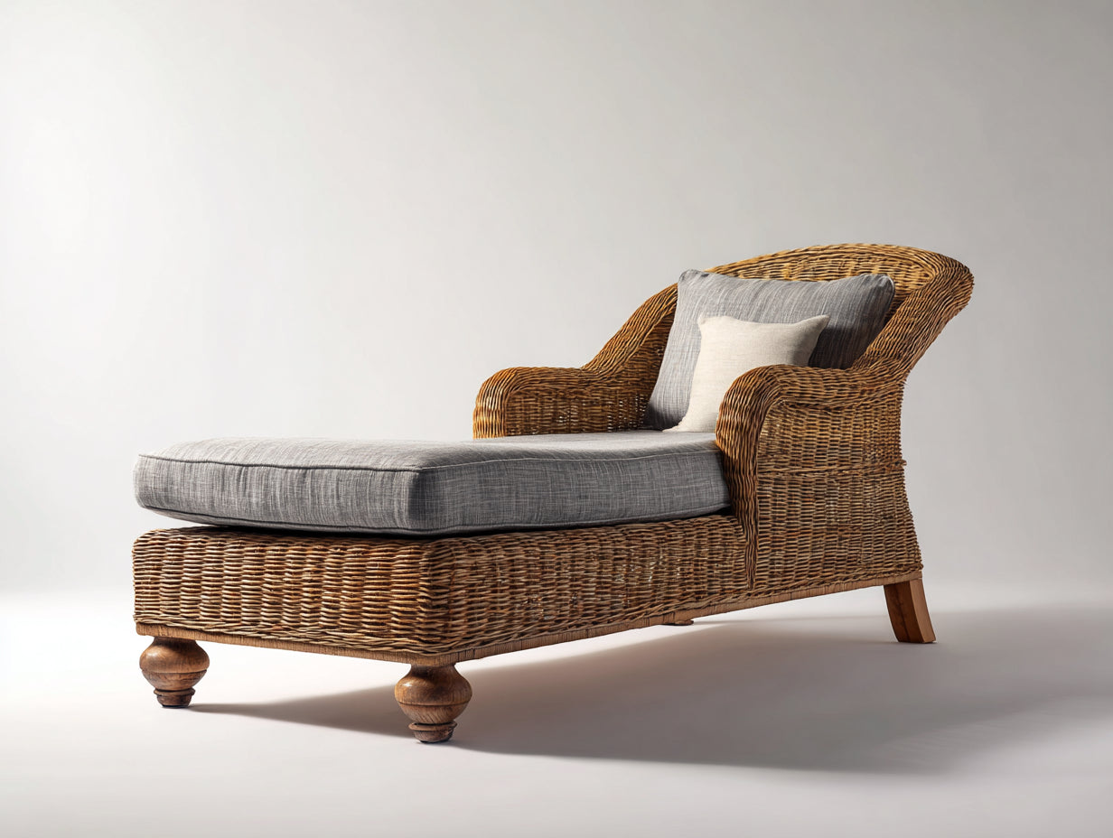 Tumbonas de ratán tejido 175x72x88 cm - Marrón natural - Diseño clásico para terraza