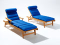 Tumbonas de madera 200x70x85 cm - natural y azul - juego de 2 con respaldo regulable