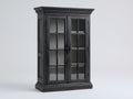 Vitrinas de madera y vidrio 95x42x150 cm - negro envejecido - para salón y comedor - estilo clásico con 2 puertas acristaladas