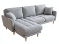 Sofás de esquina de tela 260x160x85 cm - gris claro - diseño moderno con asiento amplio