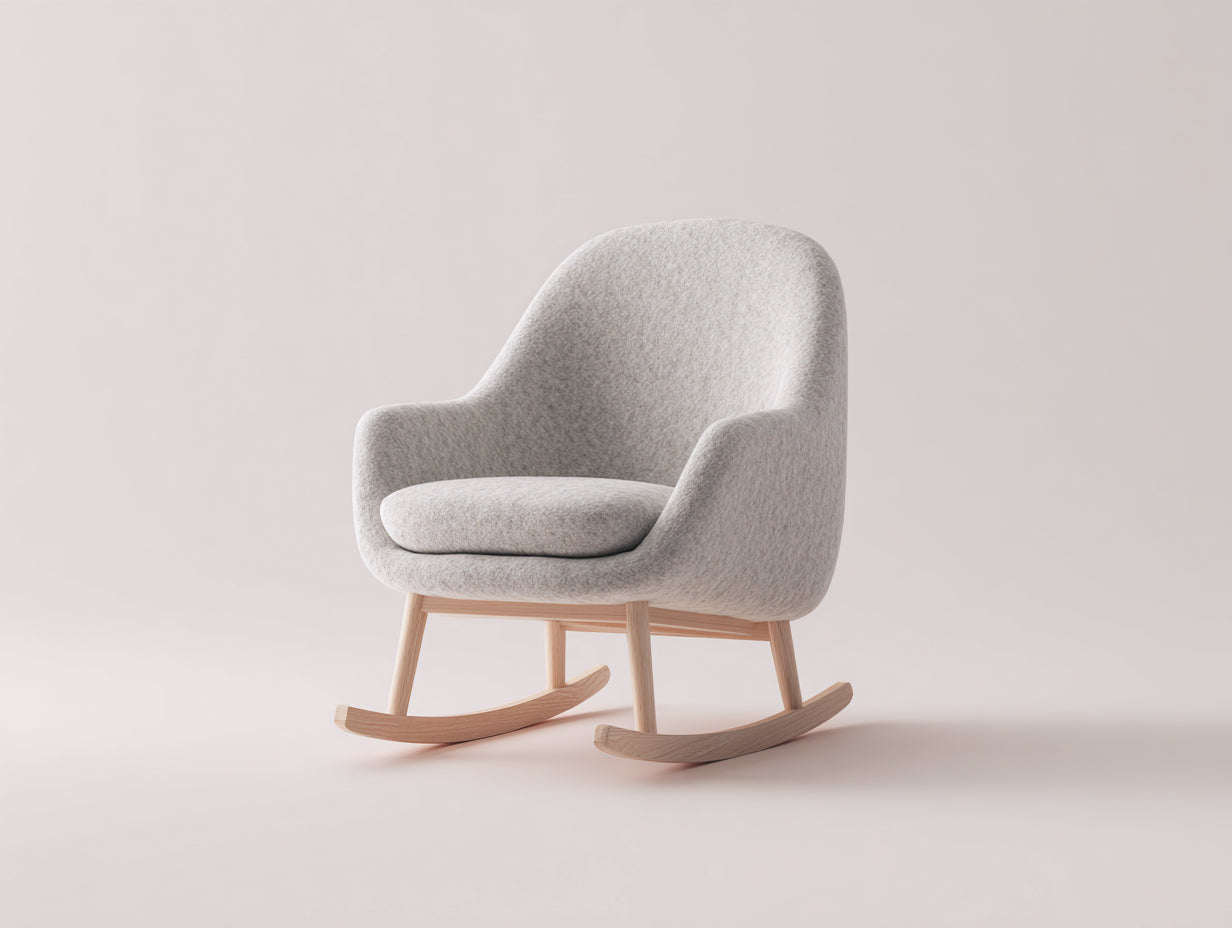 Mecedoras tapizadas en tejido rizado 74x72x82 cm - gris claro y madera natural - estilo nórdico para salón