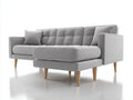 Sofás de esquina tapizados en tela 230x160x86 cm gris claro con chaise longue para salón estilo moderno