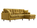 Sofás de esquina tapizados en tela de pana 265x165x88 cm amarillo mostaza con chaise longue para salón estilo moderno