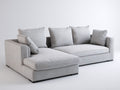 Sofás de esquina tapizados en tela 268x172x88 cm gris claro con chaise longue para salón estilo contemporáneo