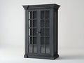Vitrinas de madera y vidrio 120x40x180 cm - negro - estilo clásico con 2 puertas acristaladas