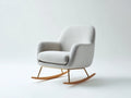 Mecedoras de tela bouclé 78x88x86 cm - beige y madera natural - estilo moderno con estructura dorada