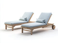 Tumbonas de madera 200x75x90 cm - madera natural y azul claro - estilo clásico para terraza y jardín con ruedas