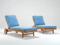 Tumbonas de madera de teca 200x72x90 cm - Madera natural y azul - Diseño reclinable con ruedas para jardín