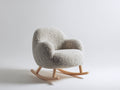 Mecedoras tapizadas en tejido de borreguito 84x76x78 cm - Blanco crema y madera natural - Diseño moderno para salón