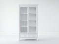 Vitrinas de madera y vidrio 90x40x190 cm - blanco - estilo clásico con puertas y cajones