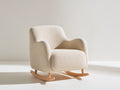Mecedoras tapizadas de tejido rizado 82x90x78 cm - crema y madera natural - diseño curvo