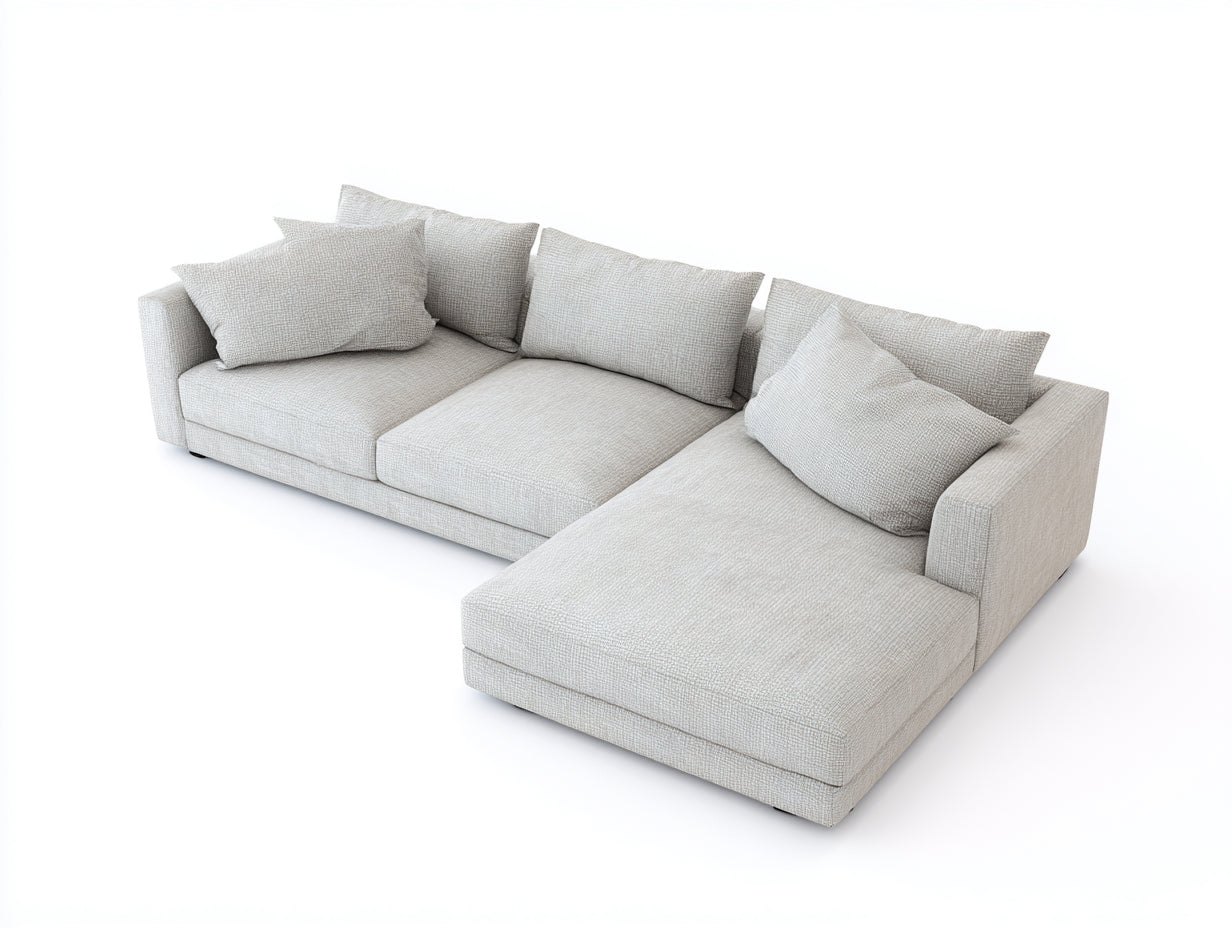 Sofás de esquina tapizado en tela 285x180x75 cm - Beige claro - Diseño modular para salón