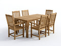 Conjuntos de comedor de jardín de madera de teca 160x90x75 cm - Natural - Mesa rectangular con 6 sillas para terraza