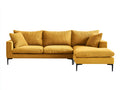 Sofás de esquina de tela acanalada 260x160x82 cm - amarillo mostaza - patas metálicas para salón moderno